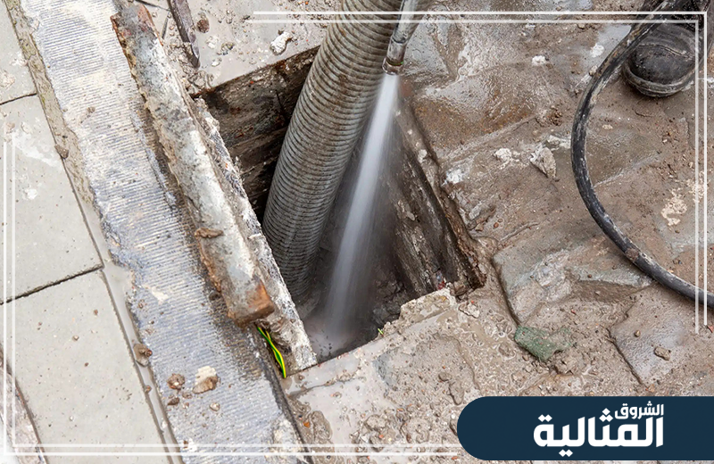 يهتم الفني بتنظيف المواسير بعمق باستخدام معدات متخصصة لإعادة تشغيل الصرف بكفاءة.